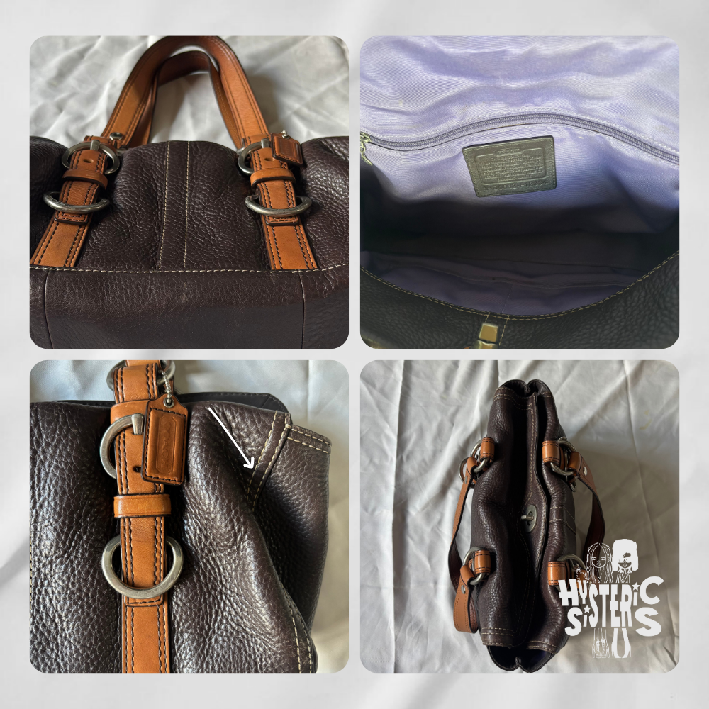 brown leather coach bag