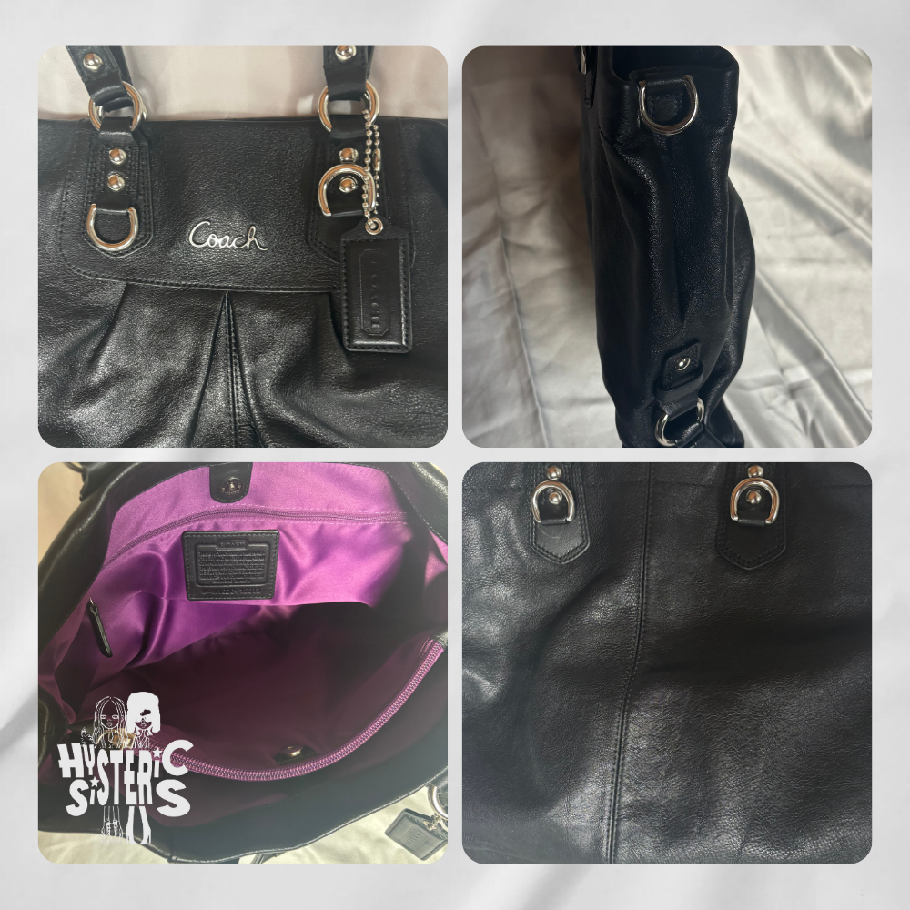 black leather coach bag