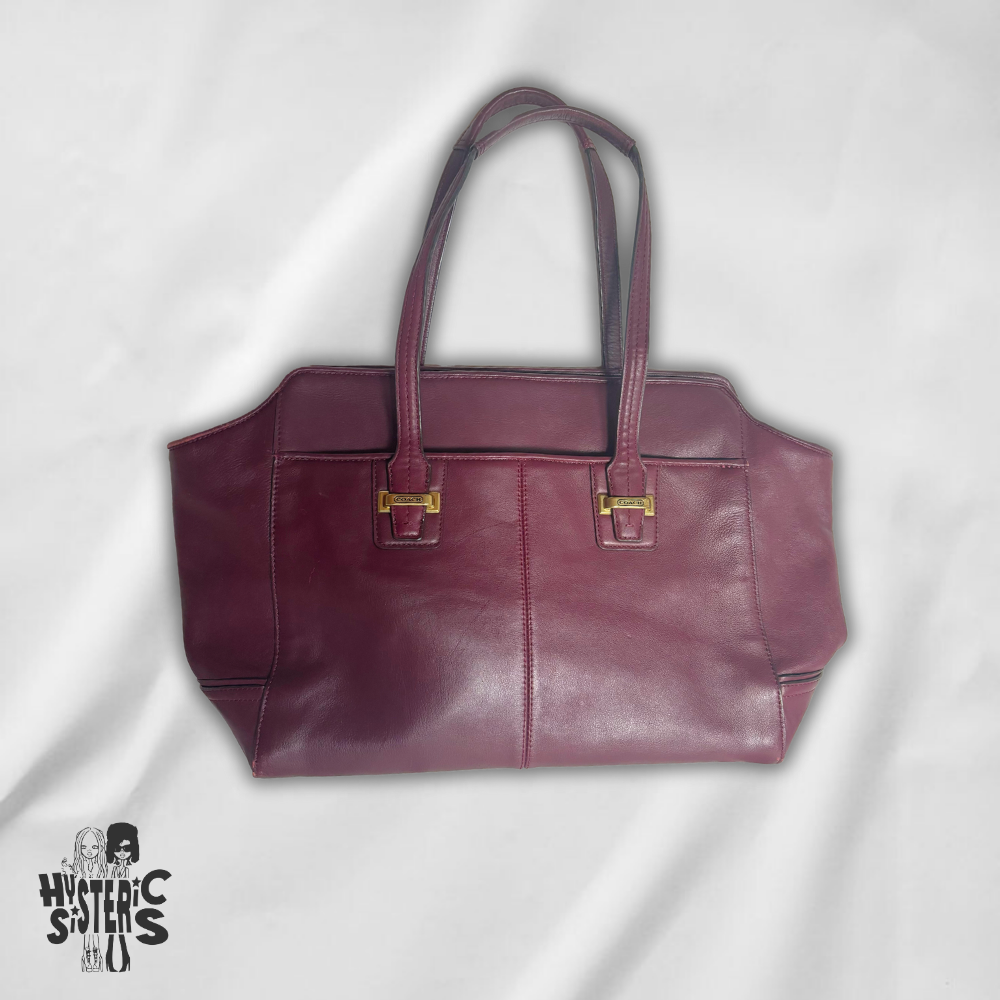 burgundy leather coach bag