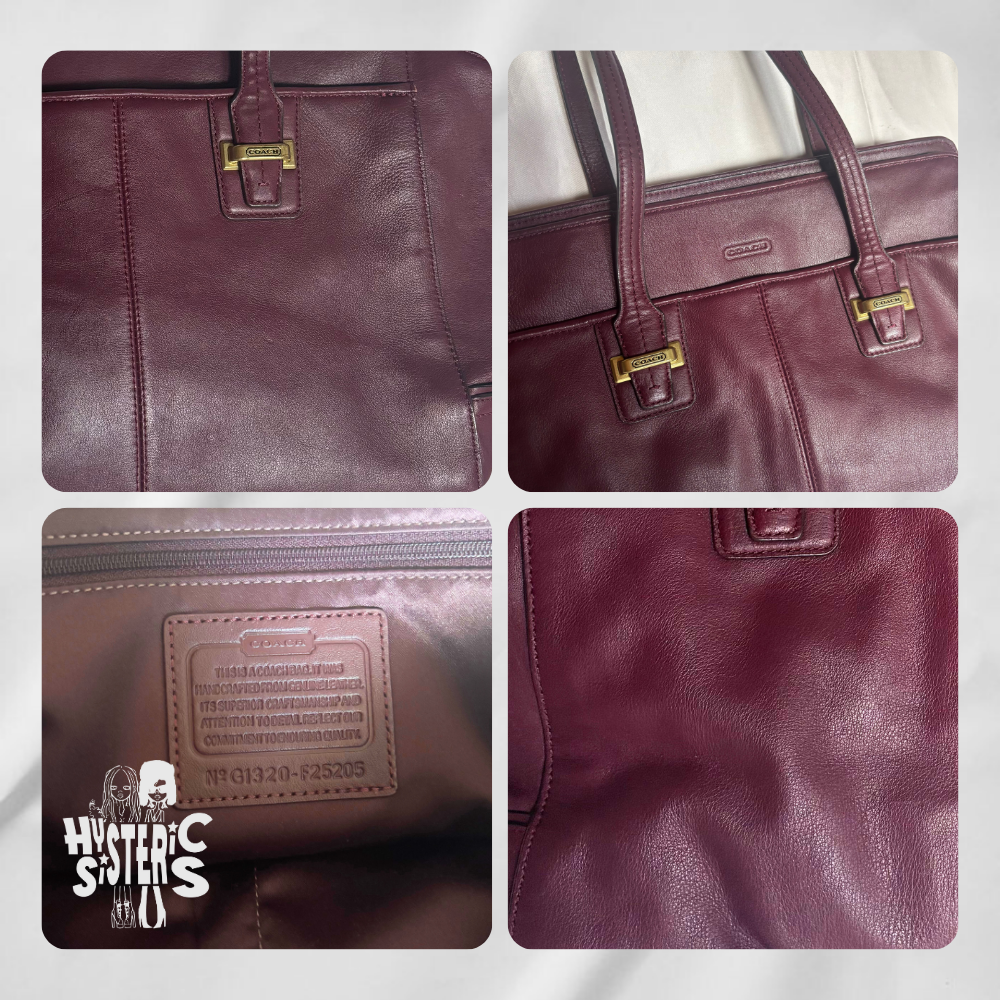 burgundy leather coach bag