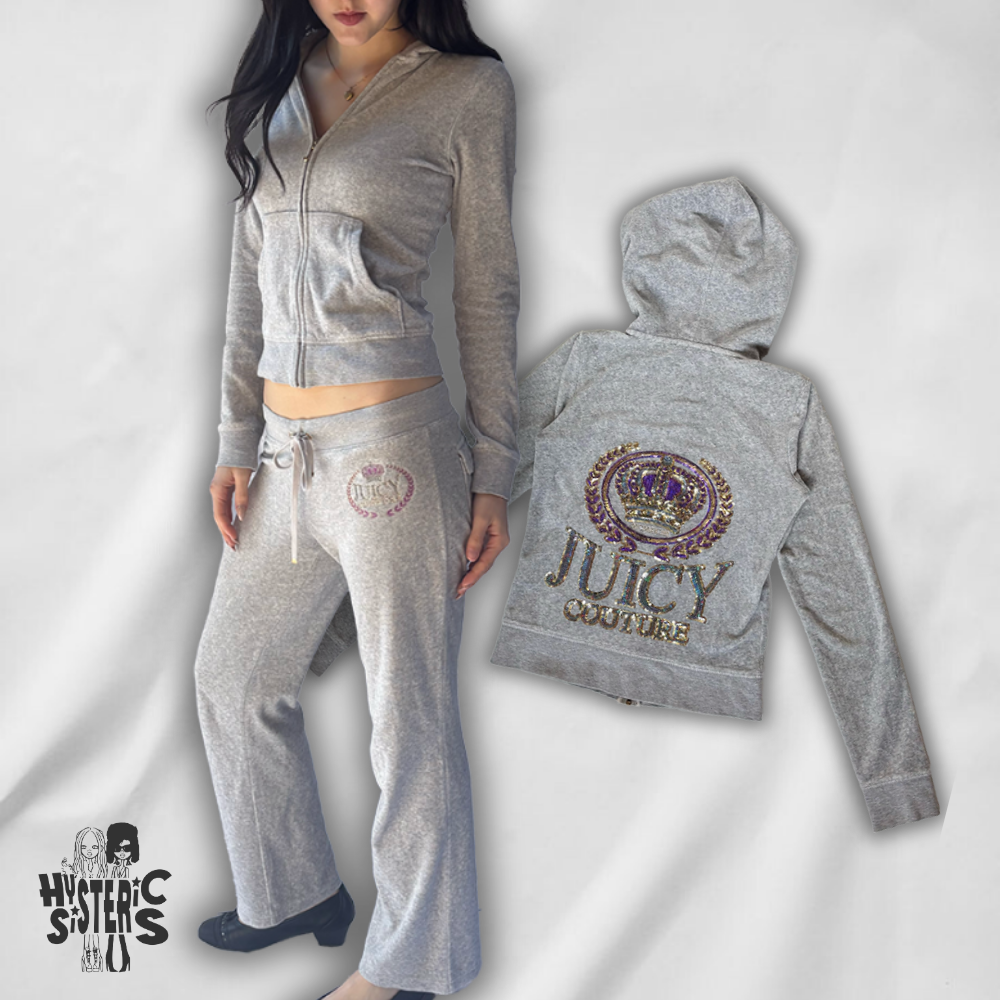 Juicy Couture Velour Tracksuit Set - Light Grey