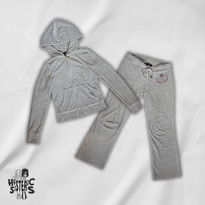 Juicy Couture Velour Tracksuit Set - Light Grey