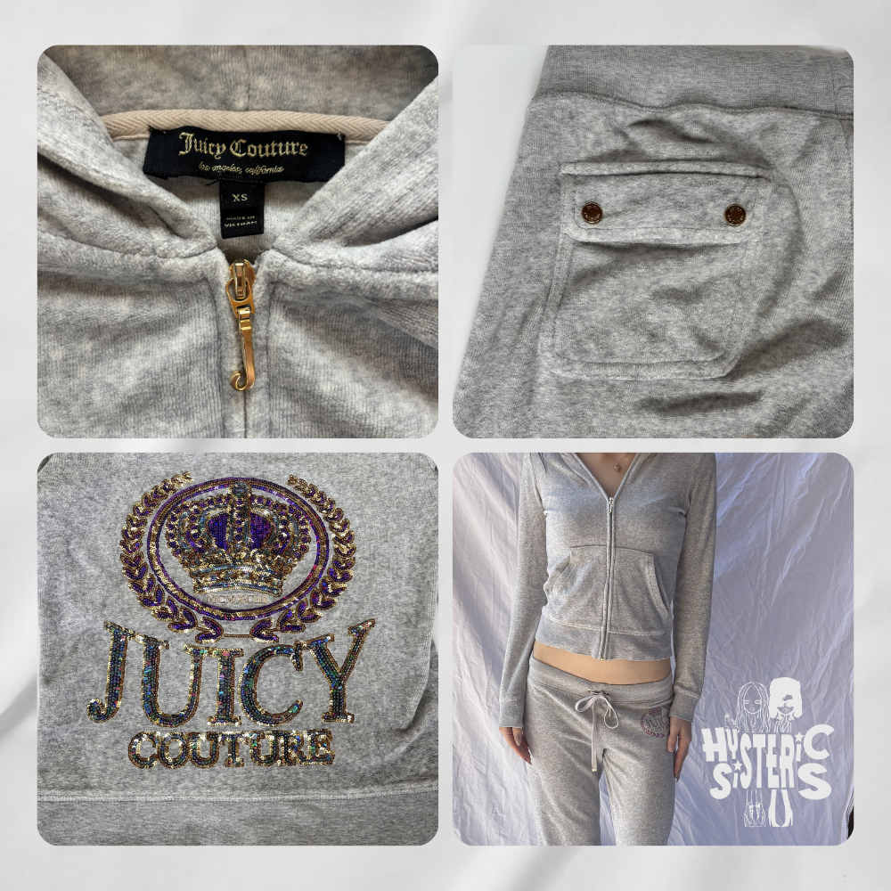 Juicy Couture Velour Tracksuit Set - Light Grey