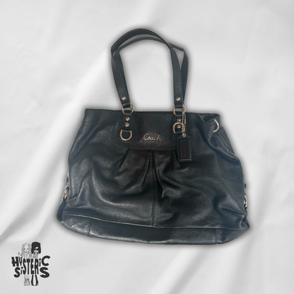 black leather coach bag