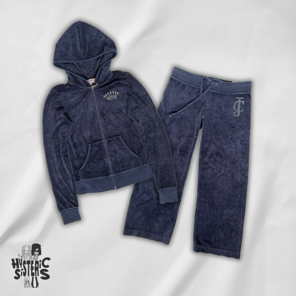 Juicy Couture Velour Tracksuit Set - Navy Blue