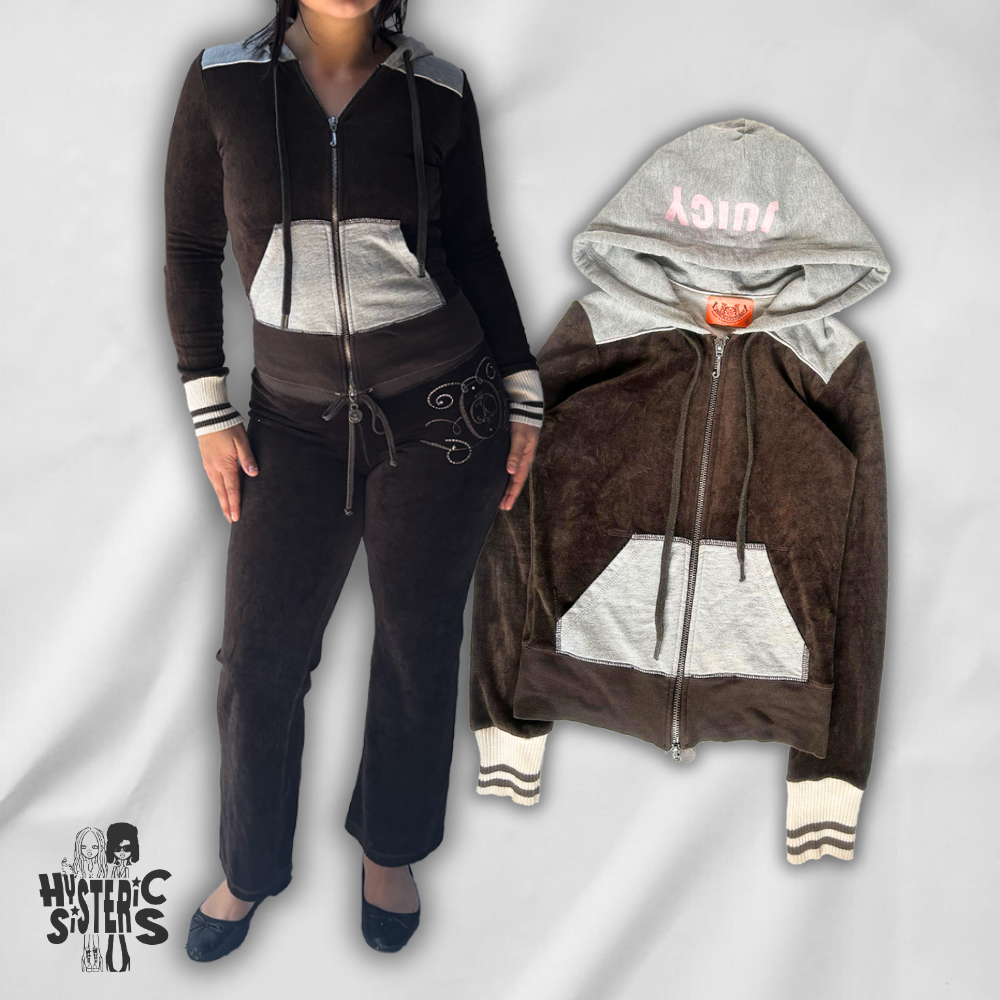 Juicy Couture Velour Tracksuit Set - Brown/Grey