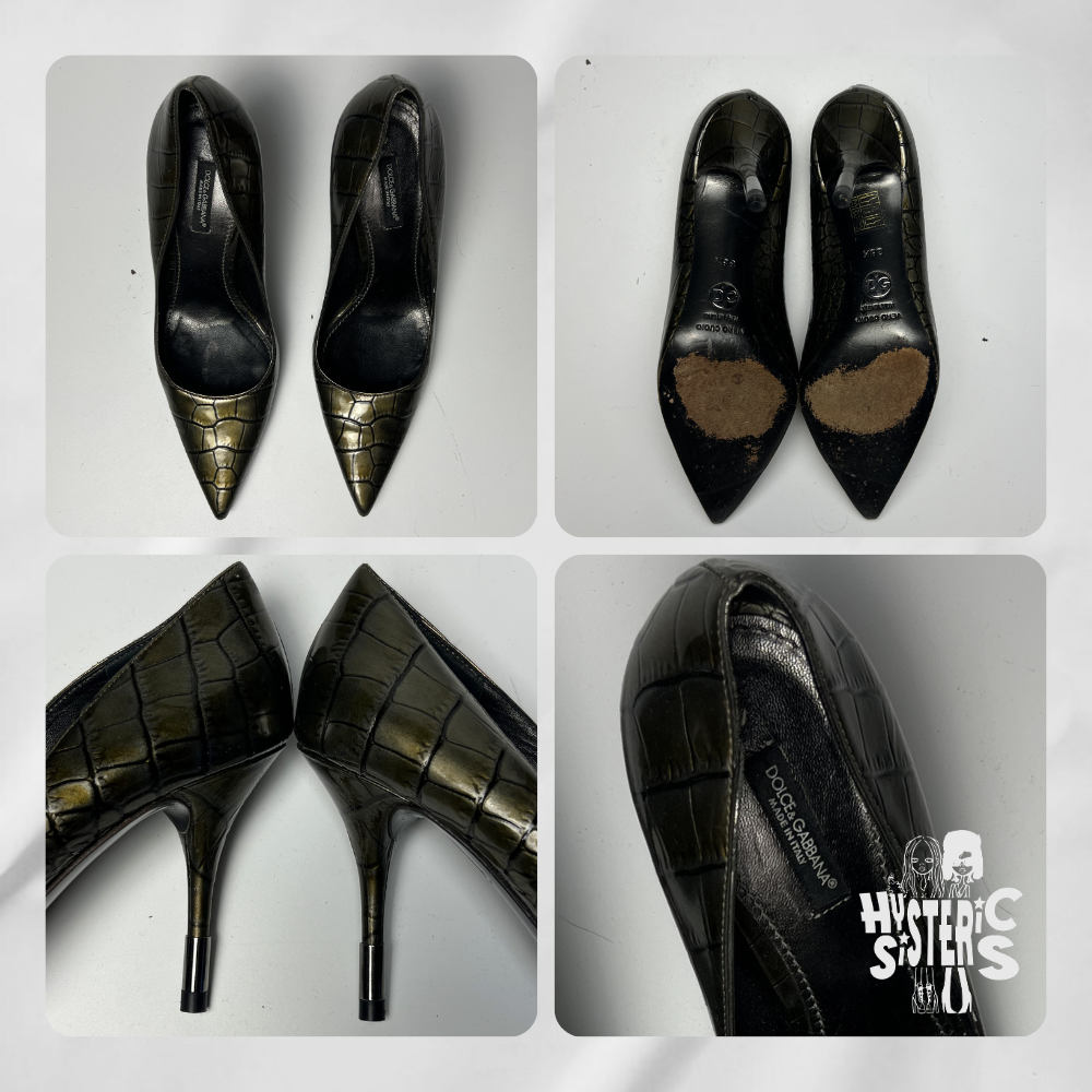 D&G Croc-Embossed Pumps