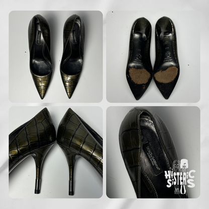 D&G Croc-Embossed Pumps