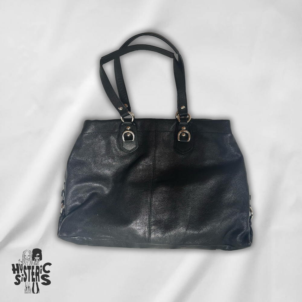 black leather coach bag