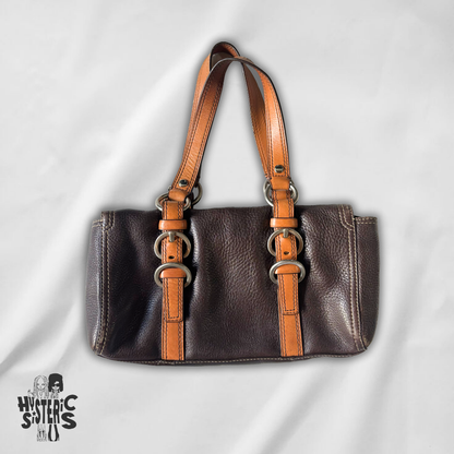 brown leather coach bag