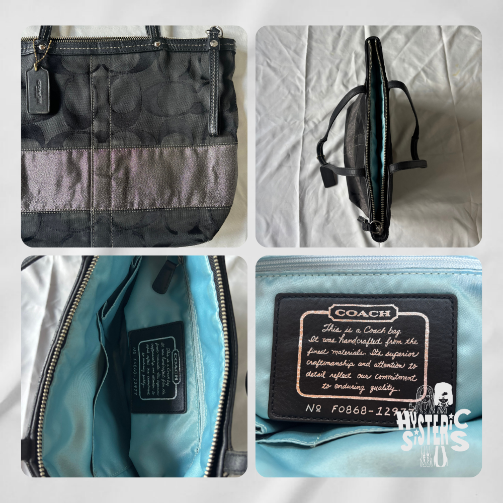 black shimmery coach bag