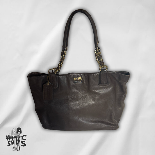 brown leather coach bag