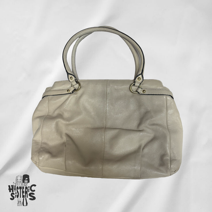 white leather coach bag