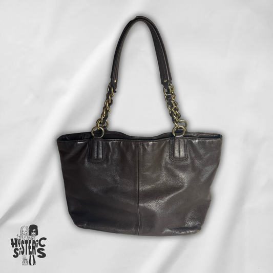 brown leather coach bag