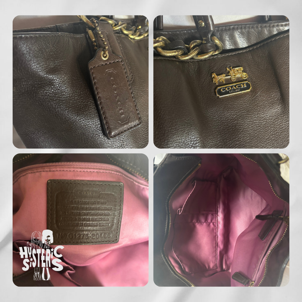 brown leather coach bag