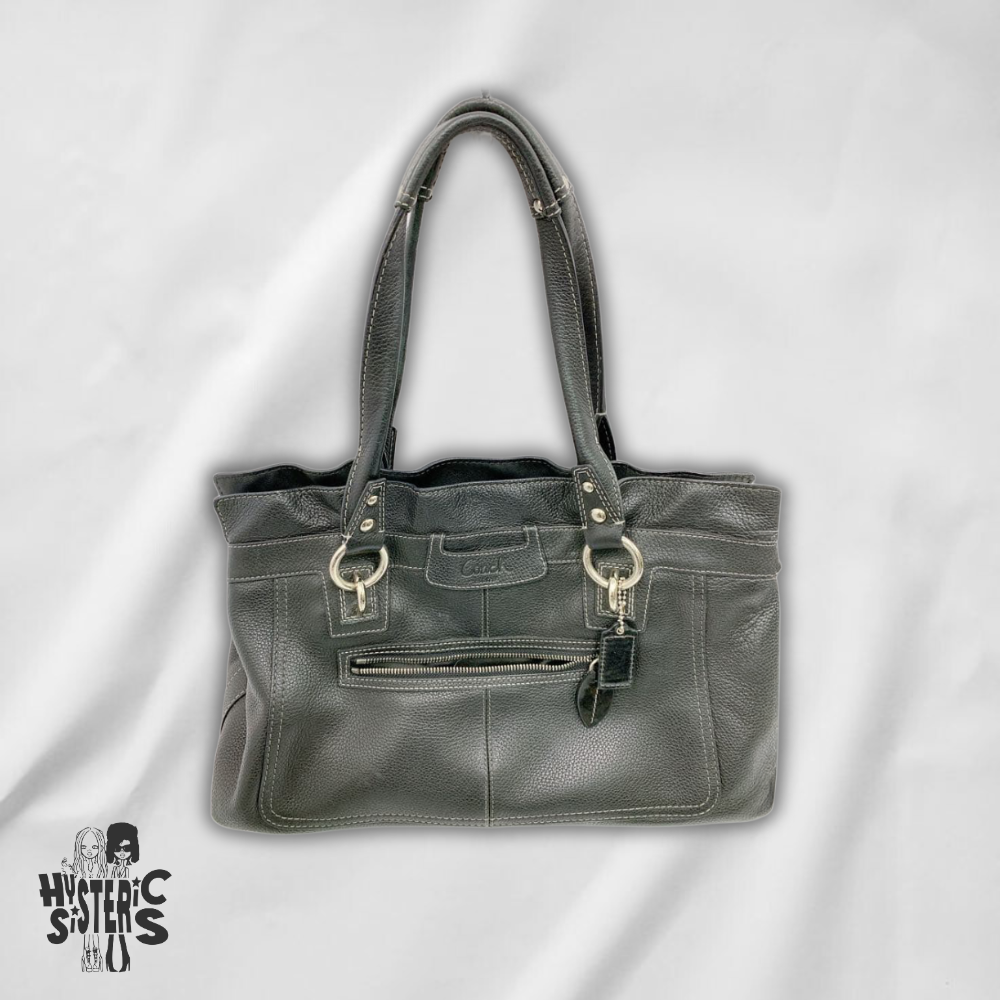 black leather coach bag