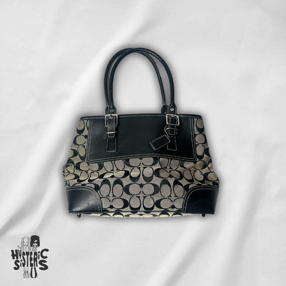 Coach "Heritage" Monogram Canvas Satchel Bag