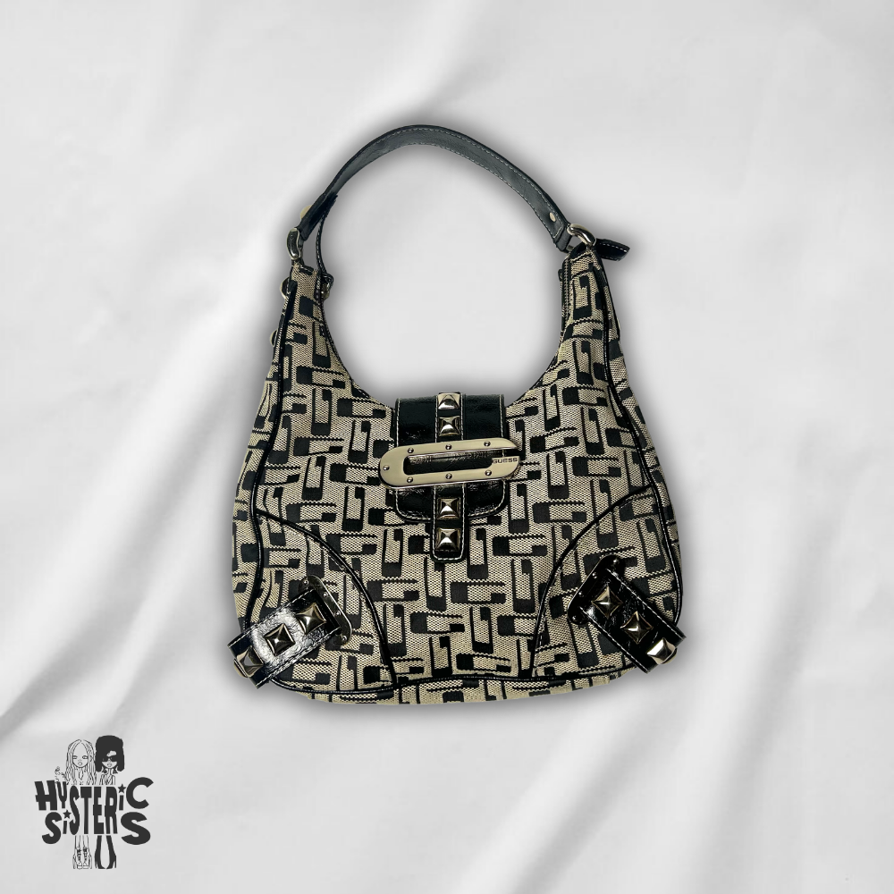 Guess Monogram Studded Hobo Bag